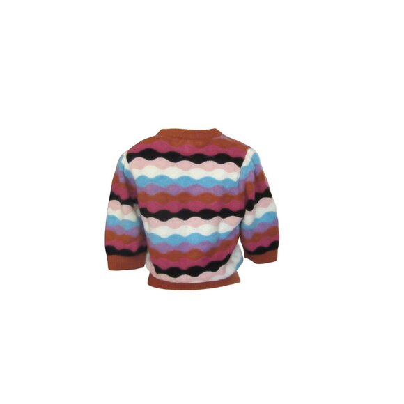 SUNCOO Paris Multicolor Wave Pattern Short Sleeve Sweater M - Picture 5 of 6